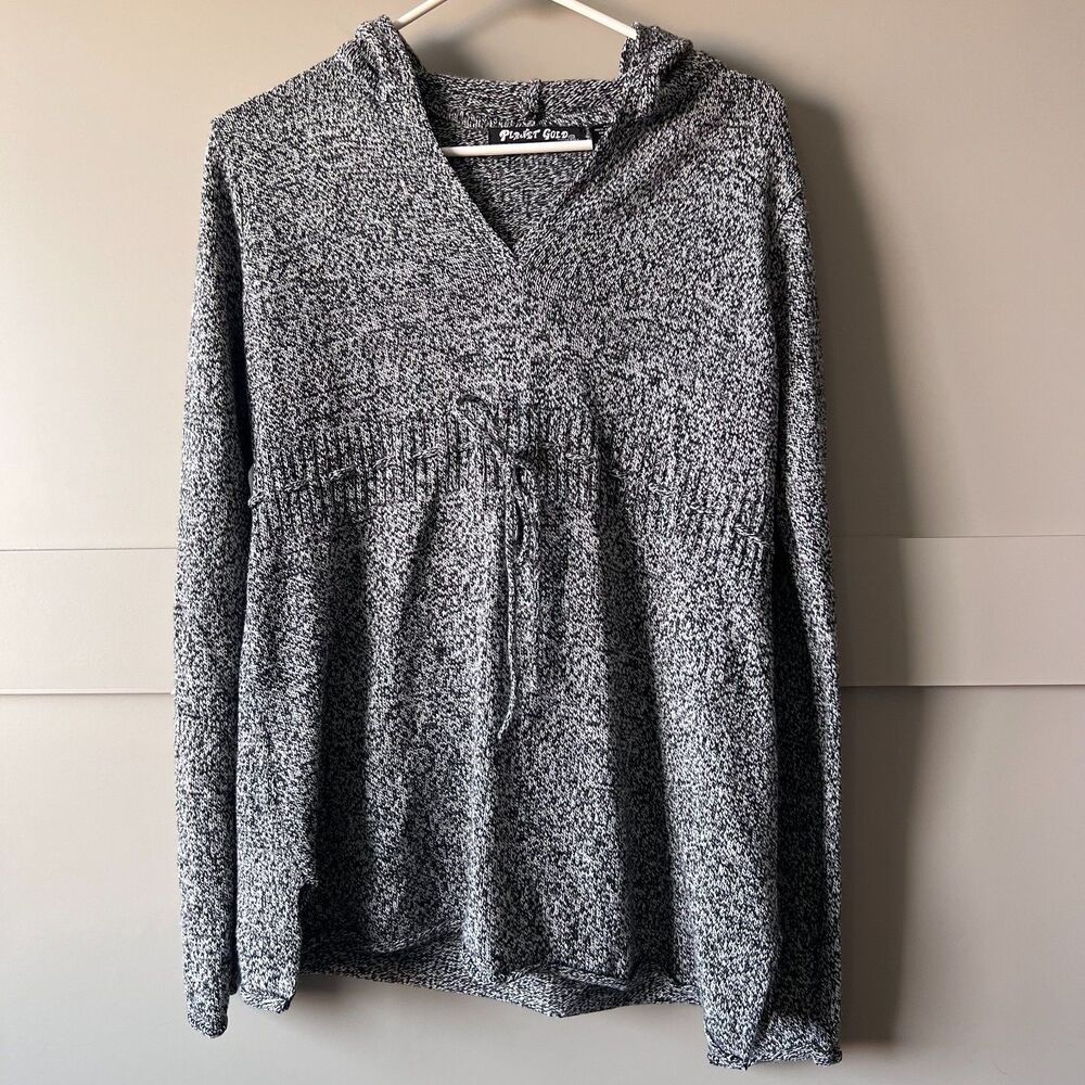 Planet Gold Tunic Maternity Knit Sweater Sweatshirt Hoodie Women XL Gray Stretch